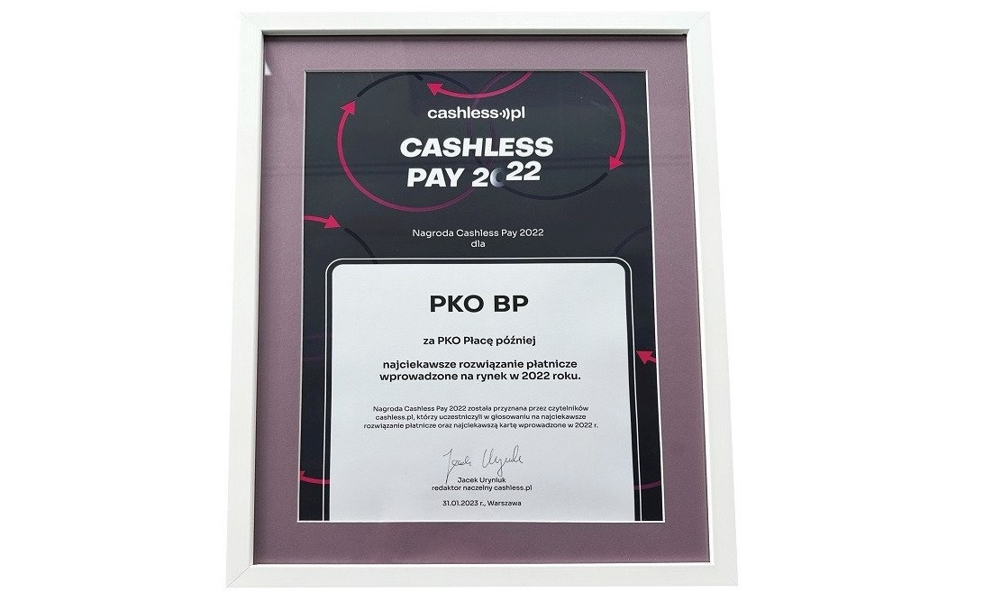 Płatności „PKO Płacę później” zwycięzcą plebiscytu Cashless Pay 2022