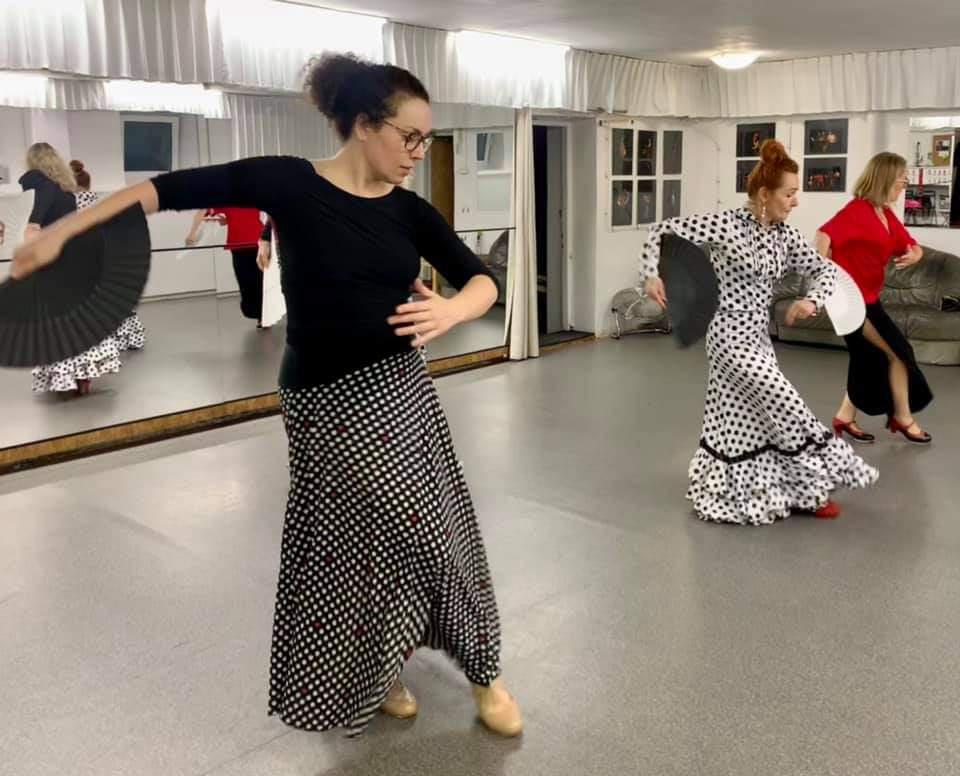 Próba do guajiry z wachlarzem w Studio Flamenco, 2021