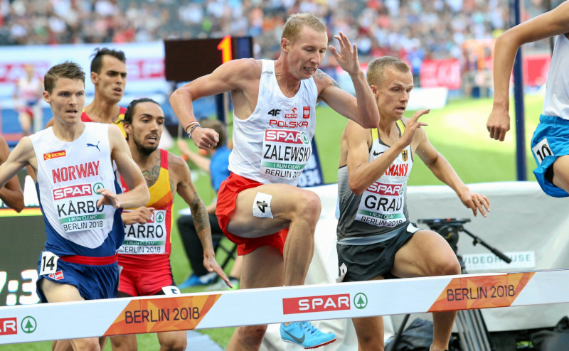 W Lekkoatletycznych ME w Berlinie w 2018 r. Krystian Zalewski w biegu na 3000 m z przeszkodami był 7-srodek..jpg