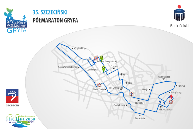 Trasa Półmaratonu Gryfa w Szczecinie